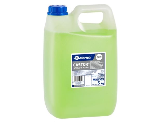 Mydło w płynie MERIDA CASTOR seledynowe, kanister 5 kg, zapach kwiatowy